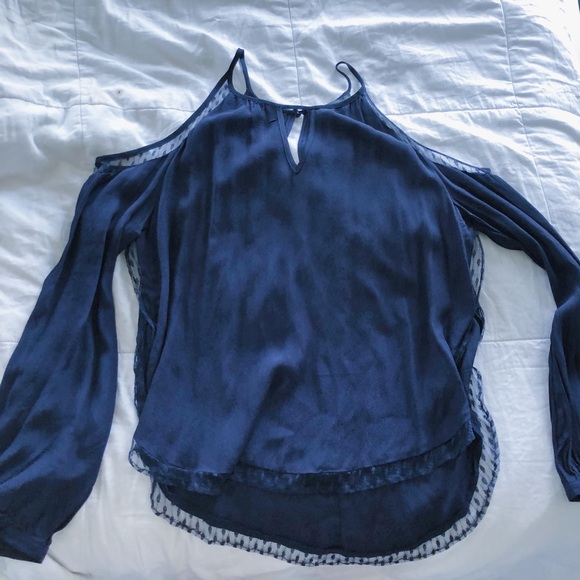 Navy Blue Cold Shoulder Top - Picture 1 of 3